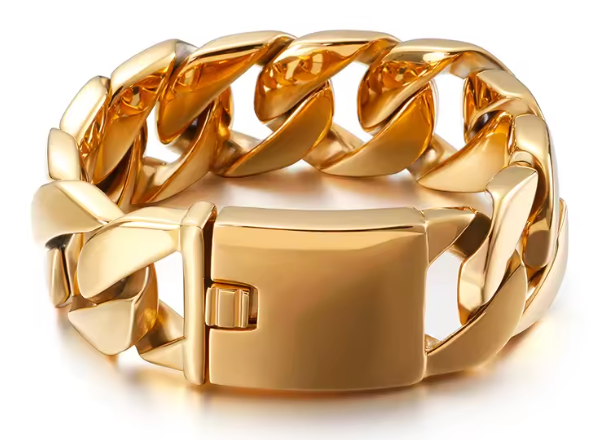 HoopLa - Wholesale Cuff Bracelet - Chunky Chain Cuff Bracelet- Steel 14K 1