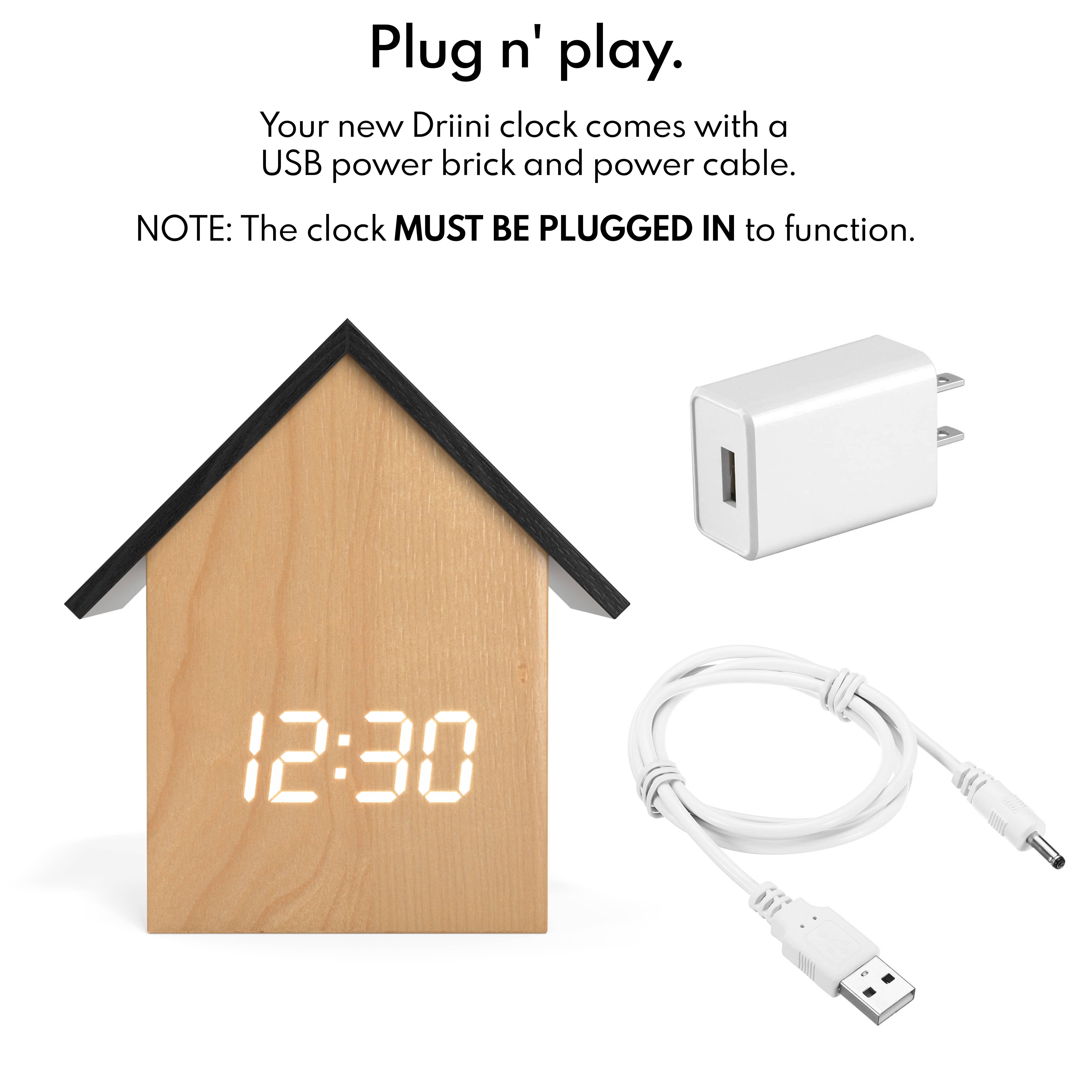 Driini - Wholesale Alarm clock - Driini Digital House Alarm Clock with House Light (Brown)5