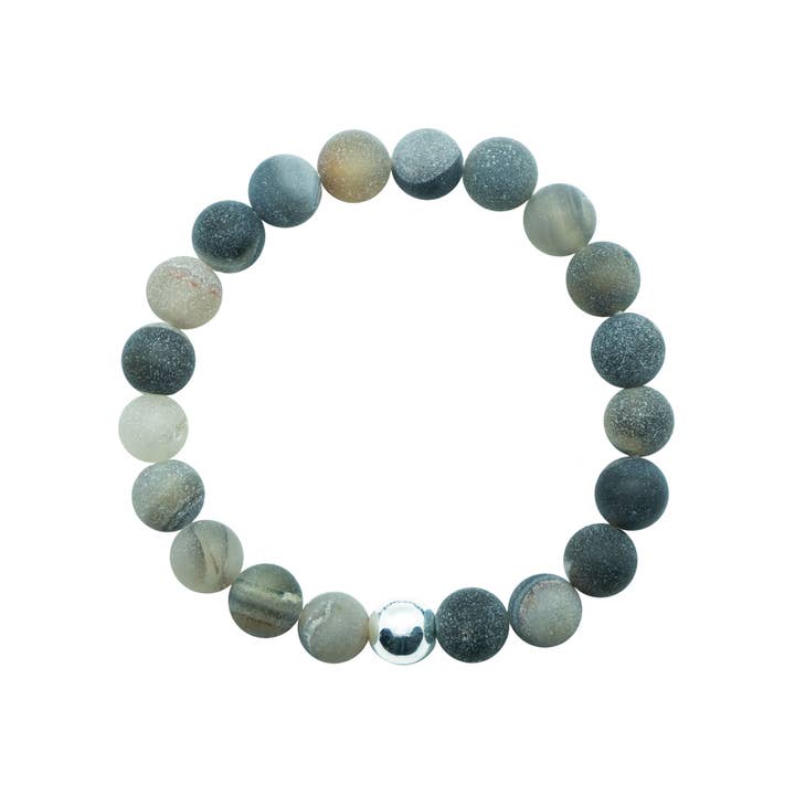 Grey Agate Gemstone Bracelet - The Matte Collection for wholesale by Uunika Style