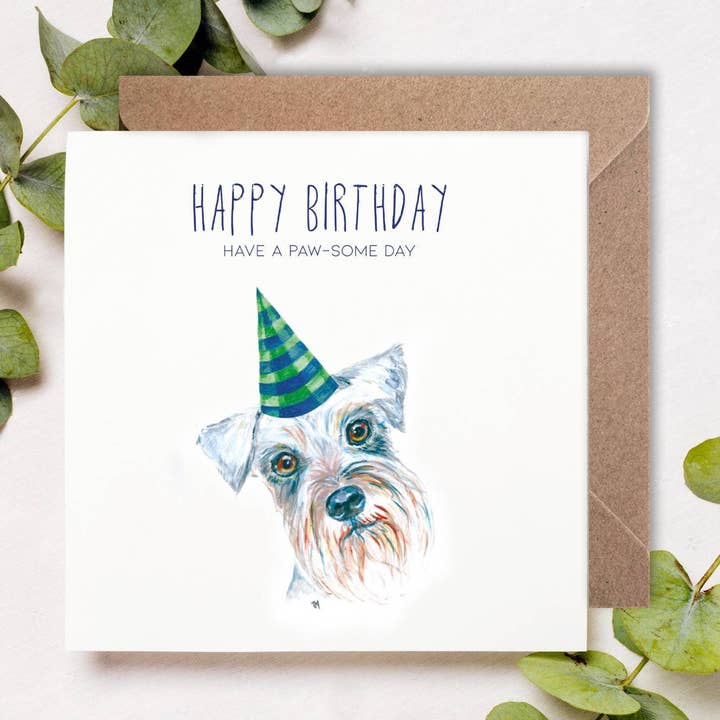 Carte d'anniversaire Schnauzer miniature pour la vente par Patricia Grace Art