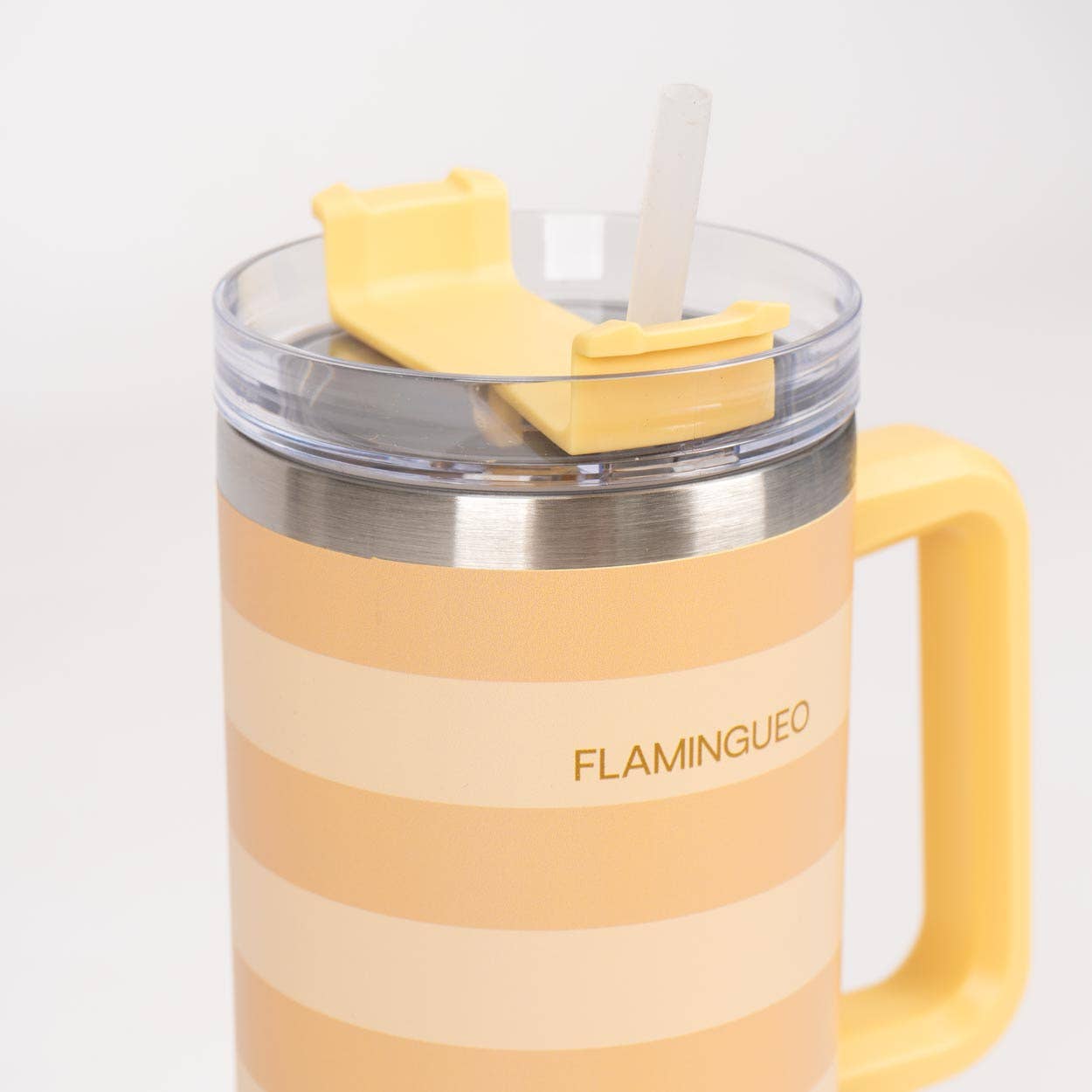 Flamingueo - Wholesale Insulated Mug/Tumbler - Botella termo de acero inoxidable con rayas amarillas2