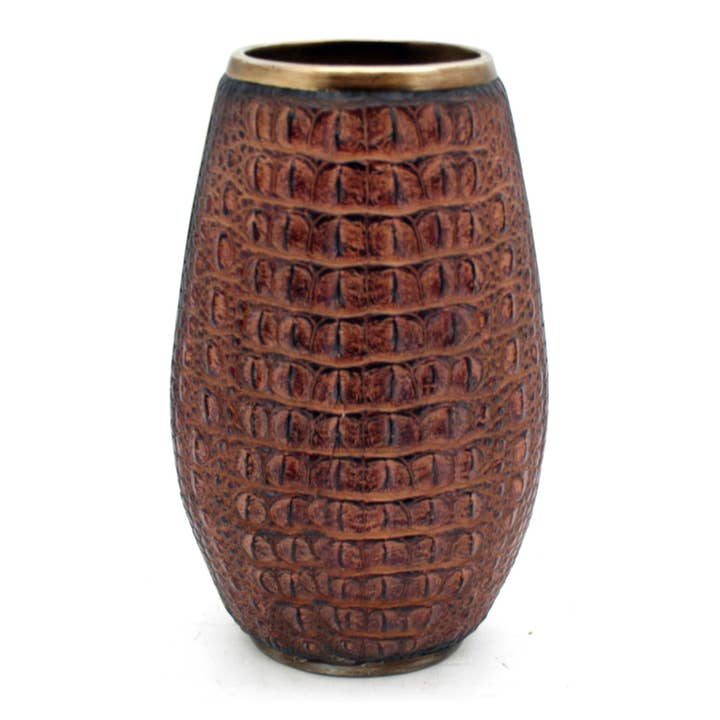 Brown Crocodile Skin Vase for wholesale by Modern World by Contrast Inc.