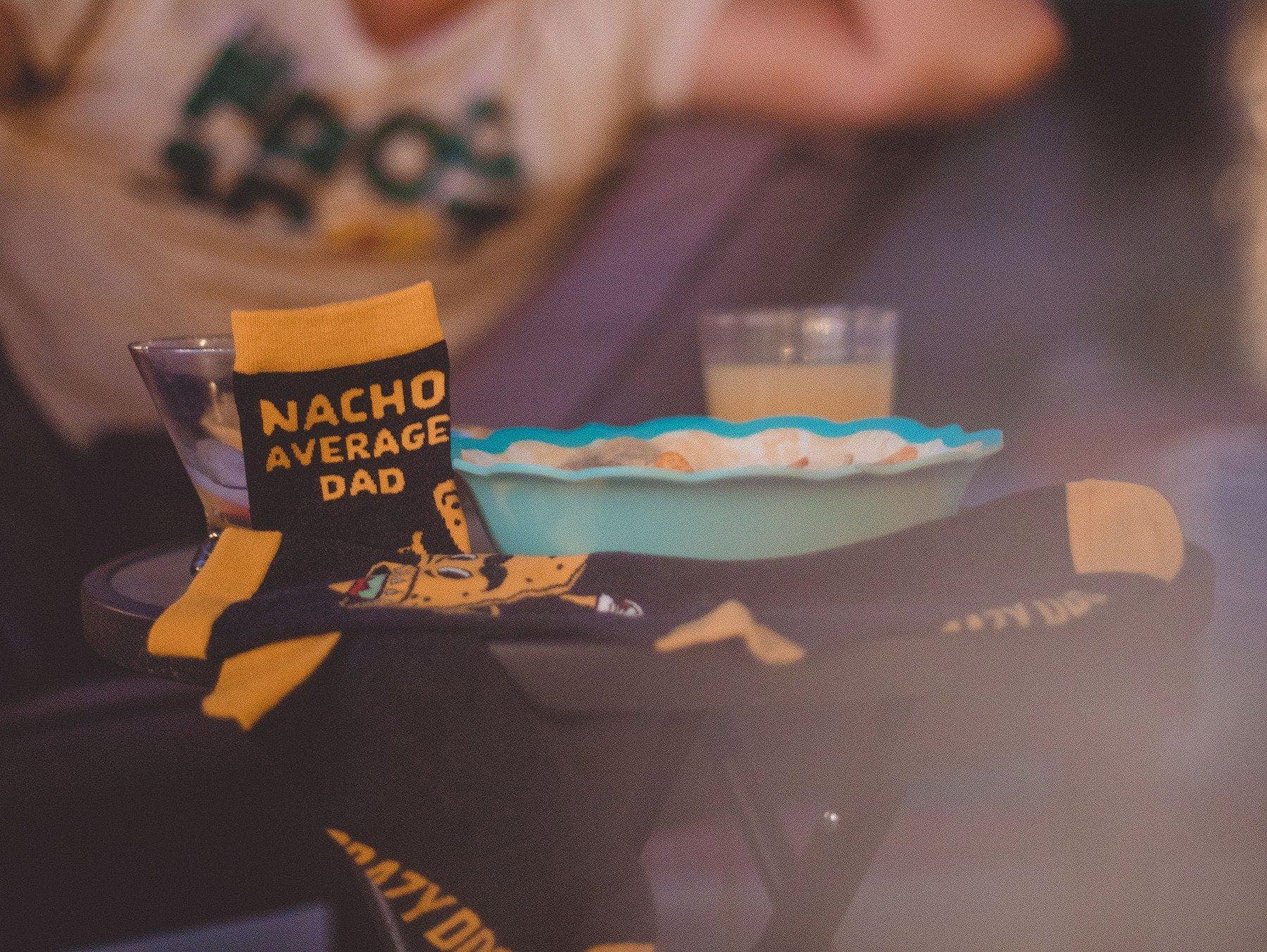 Black Men's Nacho Average Dad Socks Fathers Day Gift for Papa for wholesale on Faire4