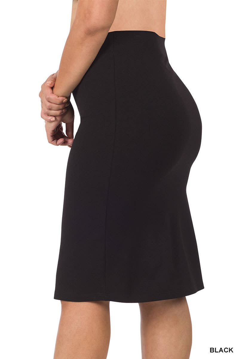 BLACK Plus Ponte Basic Knee Skirt for wholesale on Faire1