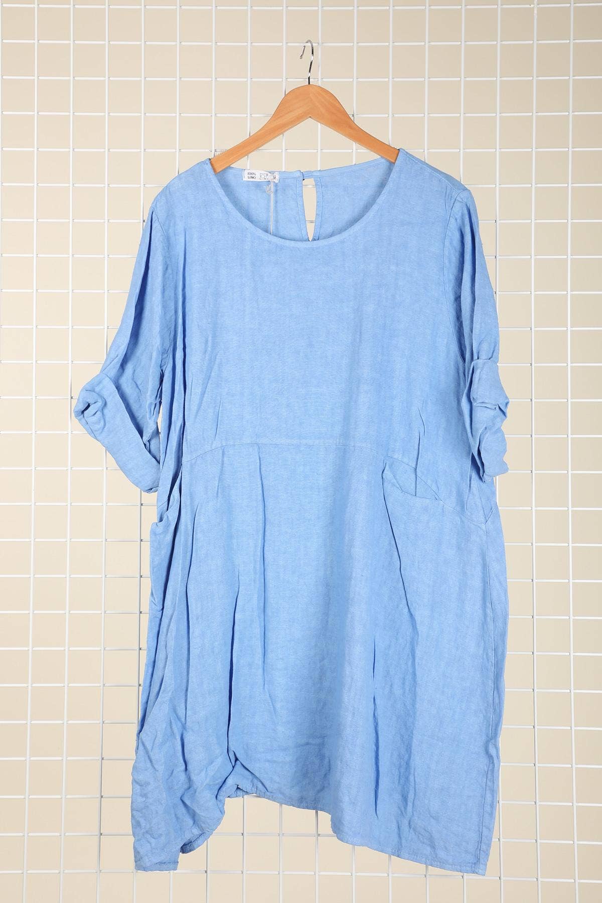 la maison des fibres naturelles – Engroshandel Kjole - Dame – Kort hørkjole med rund hals i 100 % hør 671911