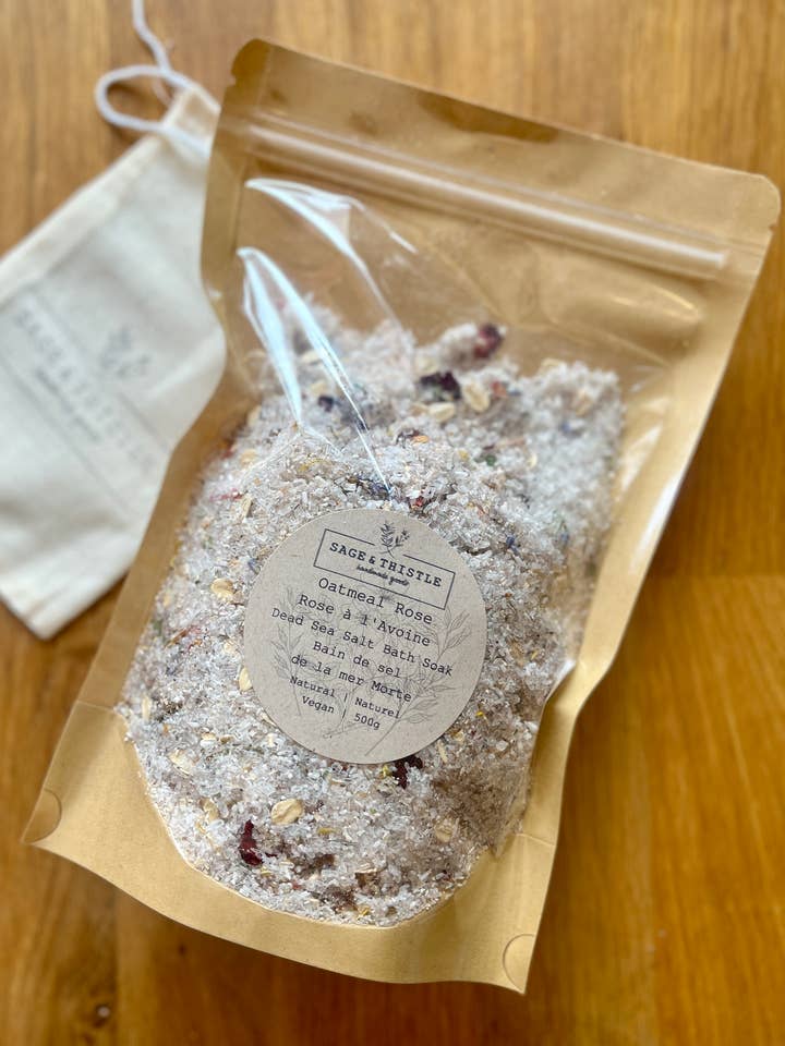 Oatmeal Rose {Dead Sea Salt Soak - Unscented} for wholesale by Sage & Thistle Handmade Goods