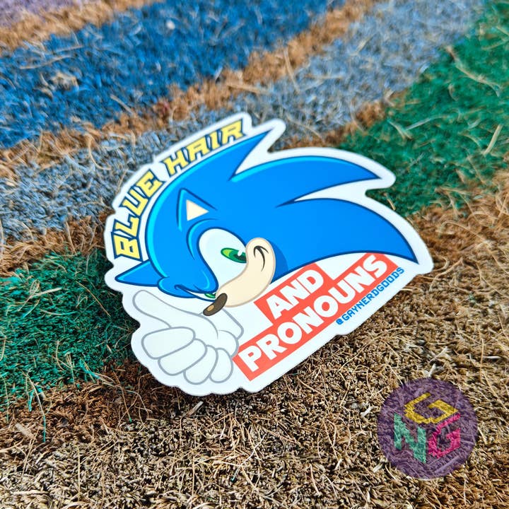 Gay Nerd Goods - Wholesale Sticker - Pronouns Sonic Sticker1