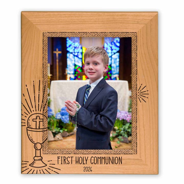 First Holy Communion Wood Picture Frame - Radiant Eucharist for wholesale by Firefly Wishes