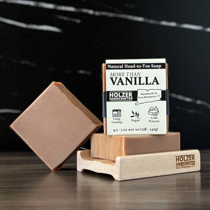 Savon Artisanal | Plus que Vanille - Parfum Vanille + Santal + Beurre de Karité | Savon en Barre Fait Main | Procédé à Froid Naturel | Végan | 4,5 oz pour la vente par Holzer Handcrafted ®