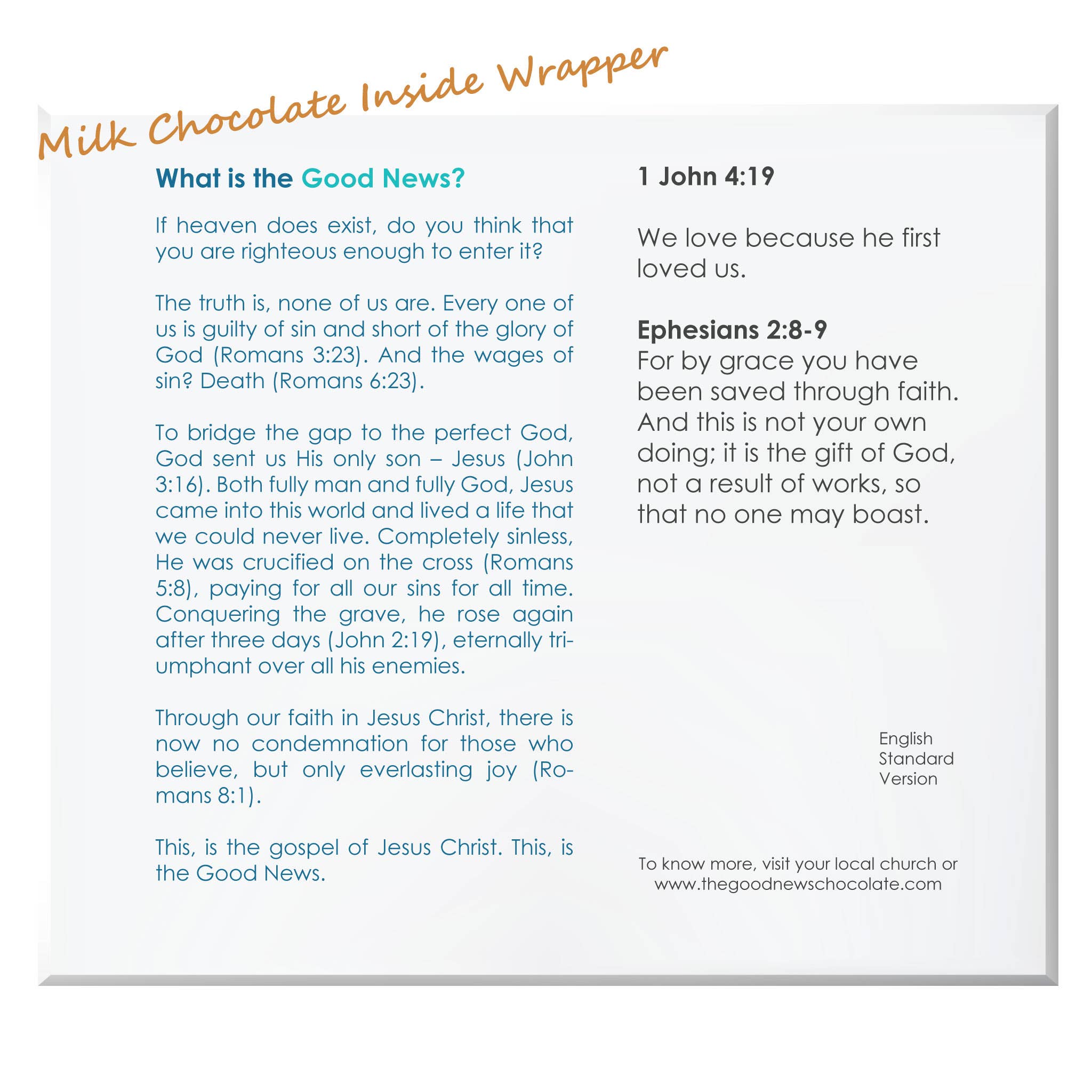 TGN Kingdom Company - Wholesale Chocolate Bar - The Good News Gospel Chocolate Bar - 2 Boxes (100x bars)6