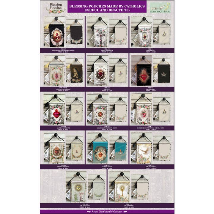 Made By Catholics - Wholesale Pouch - Women's - VINTAGE HEARTS Blessing Carrier Pouch HEART OF SORROWS