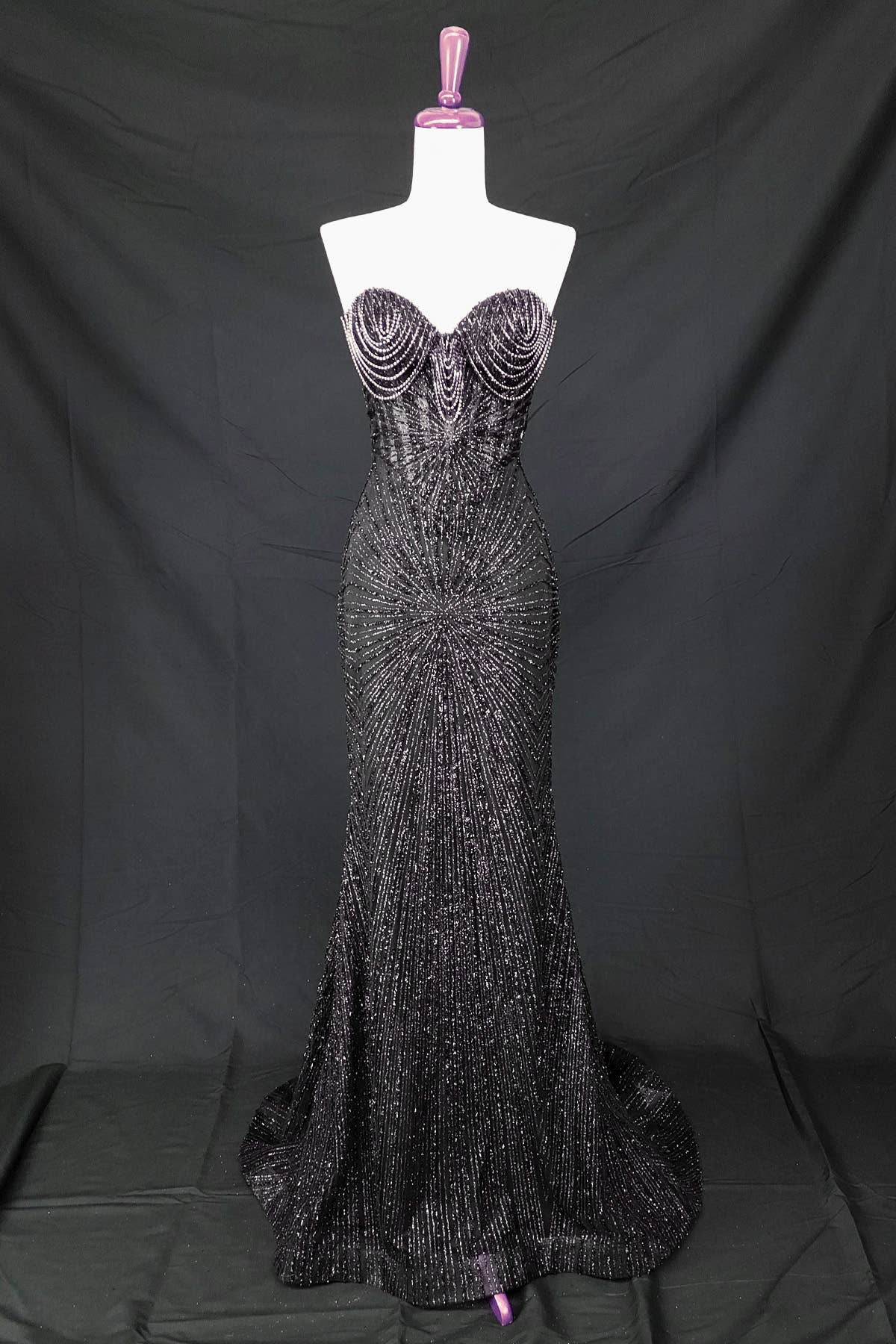 Chicas - Wholesale Gown - Women's - Long sparkling mermaid dress with hanging jewels CF00138