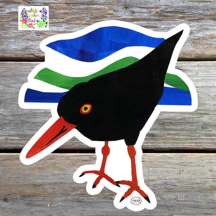 Oyster Catcher Collage Sticker for wholesale by Natasha Zahn Studio