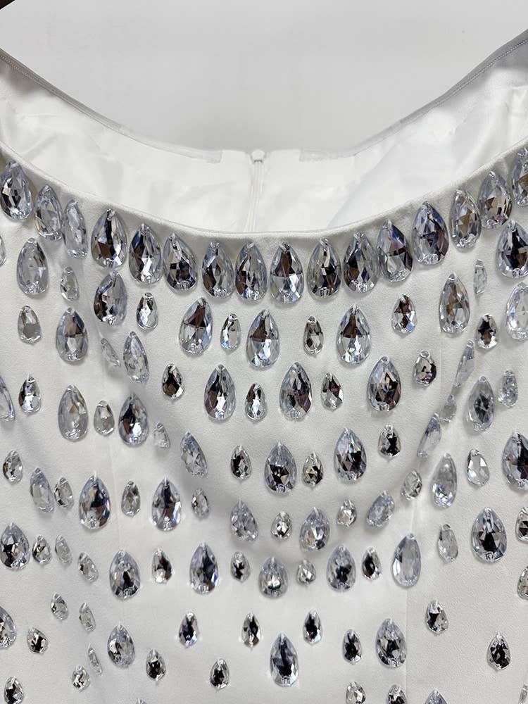 White DR514Y Hand-Beaded Teardrop Diamond  Long Dress for wholesale on Faire4