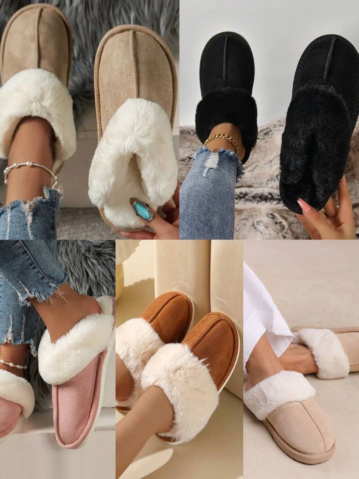 No Doubt Shoes - Wholesale Slippers - Women's - WOMENS WARM SUEDE SNUG FAUX FUR SLIPPERS