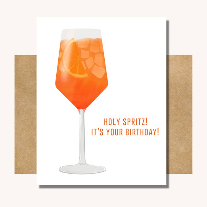 Holy Spritz It's Your Birthday -- Aperol Spritz Card for wholesale by Kelly Scott Design Co