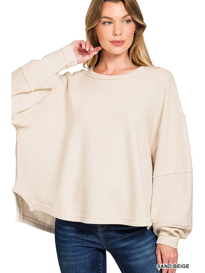 Vanilla Monkey - Wholesale Sweatshirt - Women's - Acid Washed Double Ribbed Exposed-seam Pullover6