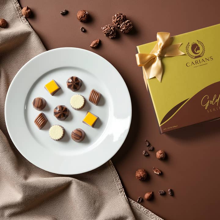 Carian's Bistro Chocolates - Wholesale Chocolate Box - Valentine's Chocolate Gift Box Gold, Premium Luxury Box4