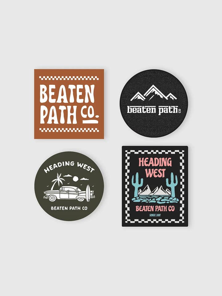 PACK DE PEGATINAS HEADING WEST para venta al por mayor de Beaten Path Co