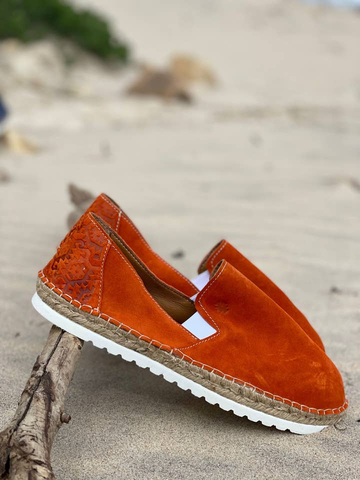 Orange Suede Espadrilles for wholesale by INTUITIVA