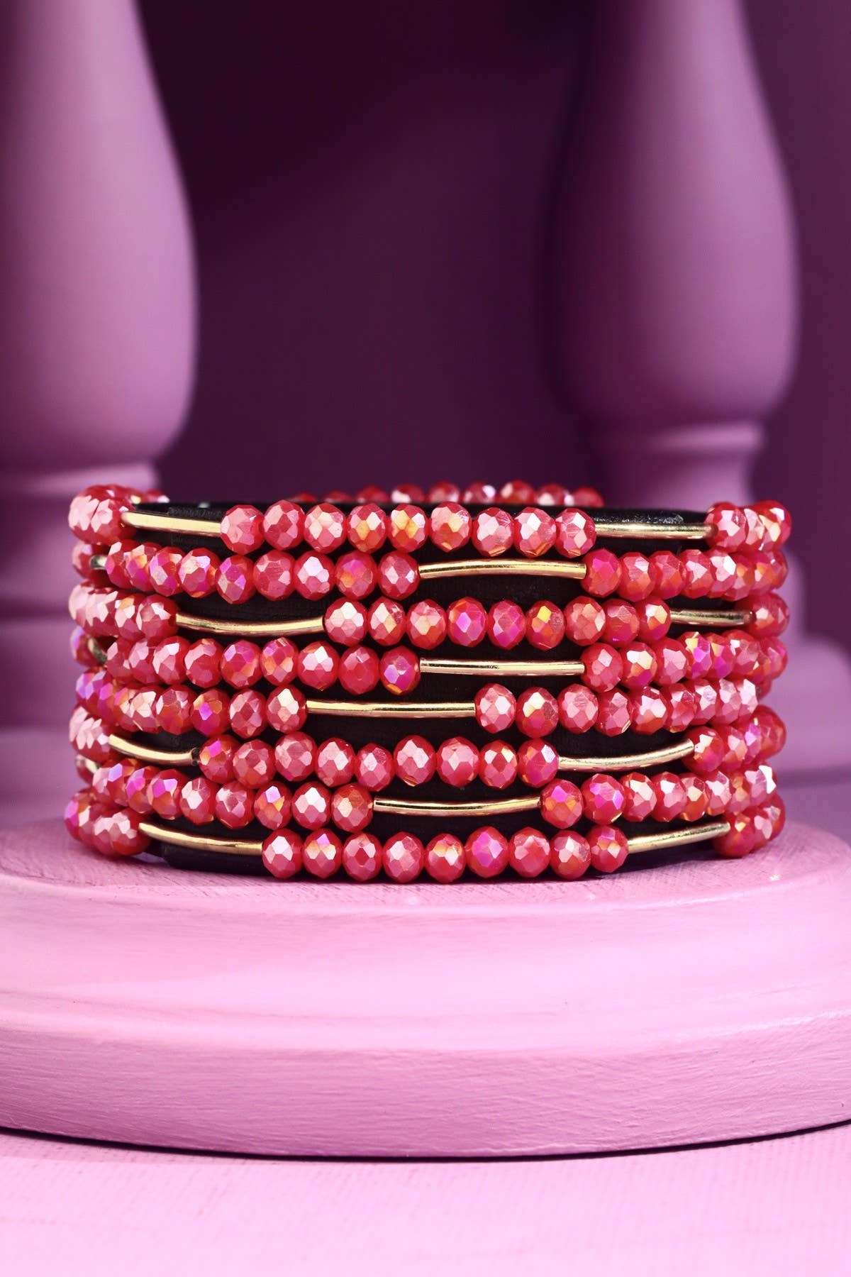Urbanista - Wholesale Beaded Bracelet - 8 Layer Stackable Glass bead & Metal bracelet 12