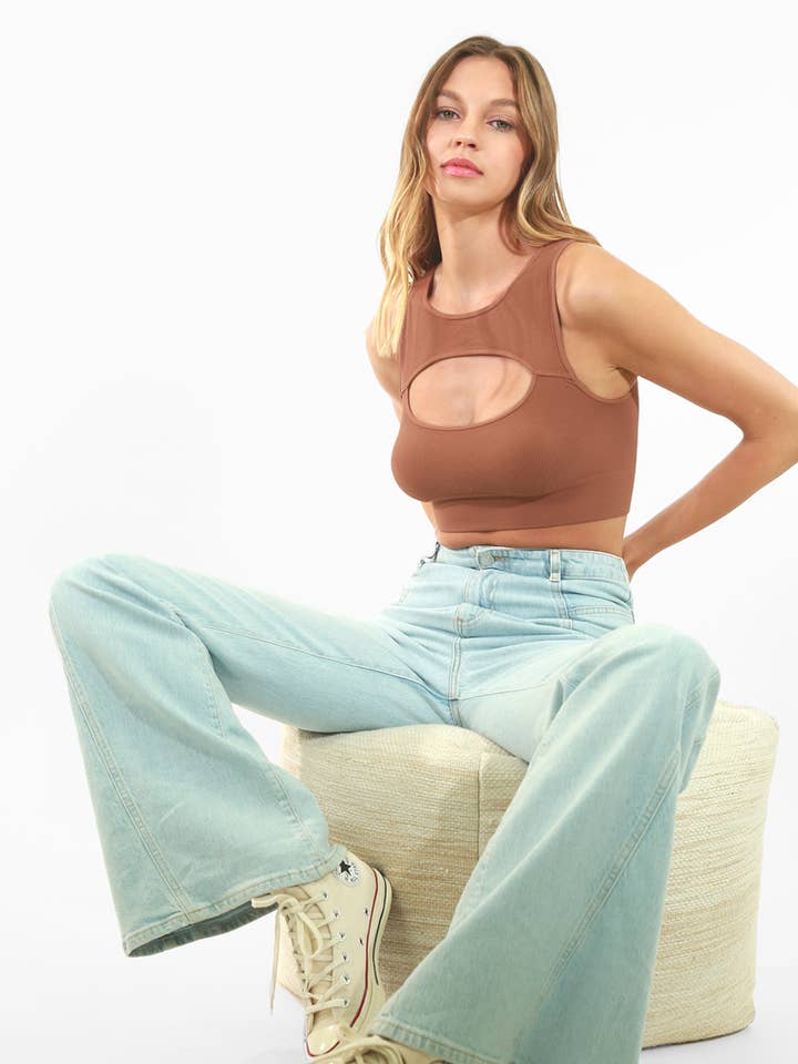 NIKIBIKI - Wholesale Knit Top - Women's - NS8097 - Ribbed Cutout Bra Top