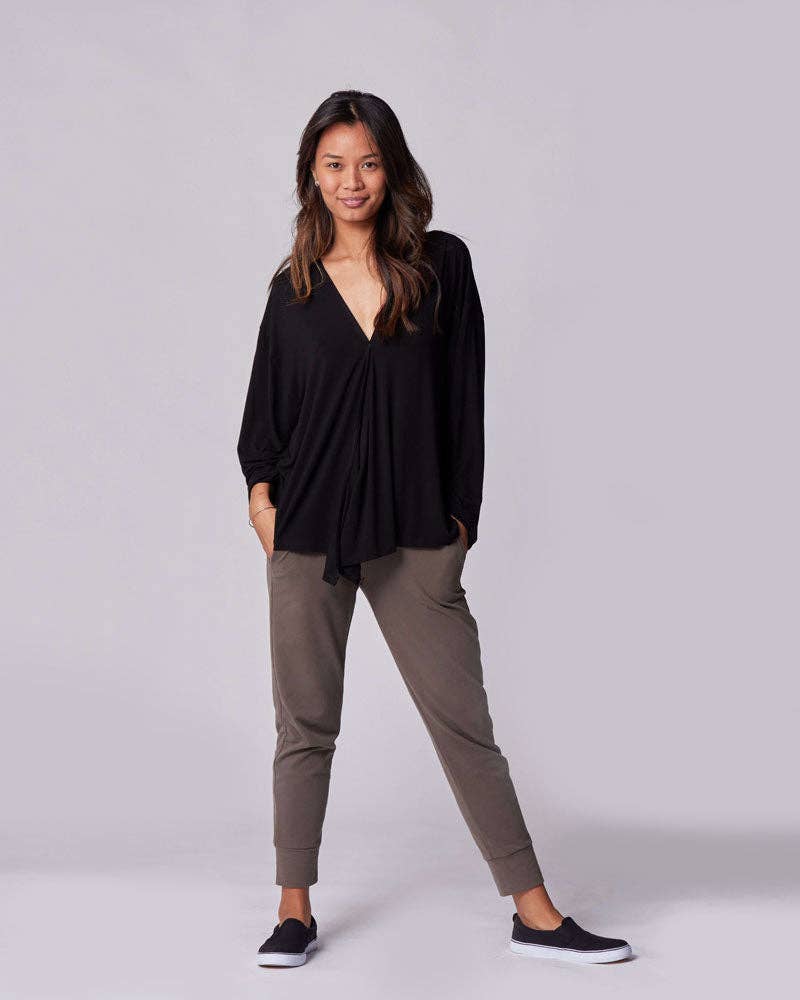 Nursing & Maternity Everywhere Long-Sleeve Wrap Blouse - Black for wholesale on Faire1