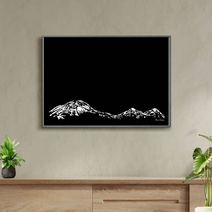 Artwork by Sophia - Wholesale Art Print - Three Sisters Black and White