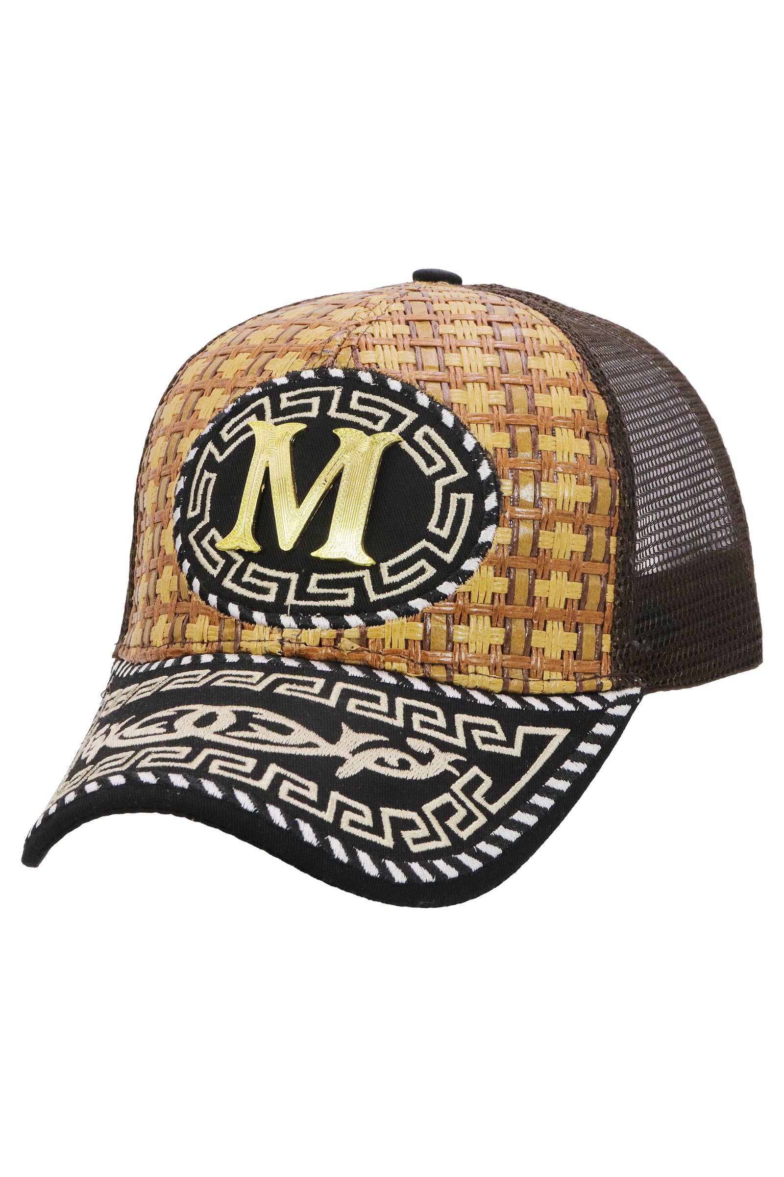 Cap Zone - Wholesale Trucker Hat - Unisex - M Gold Emblem Charra Straw Trucker Hat3