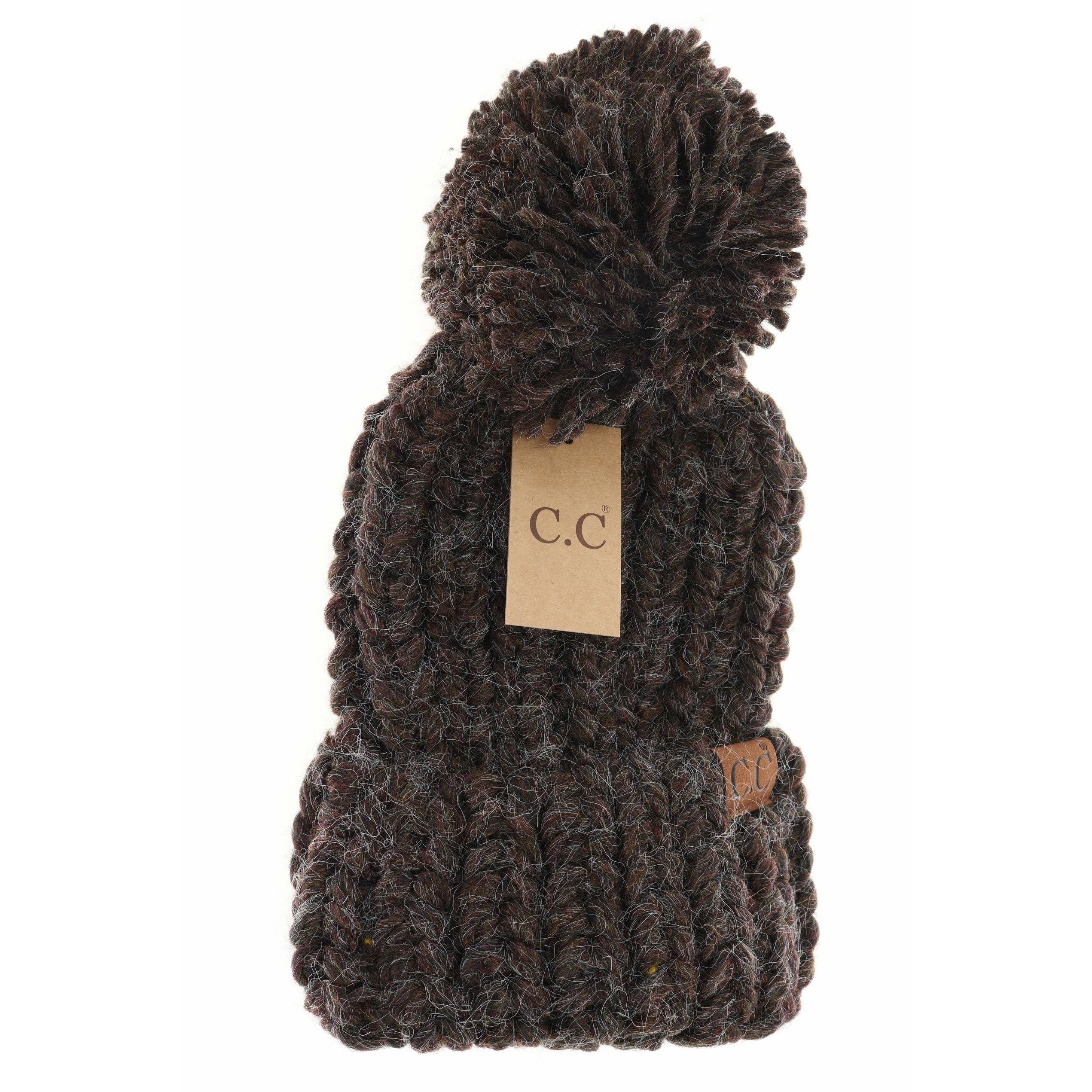 C.C Beanie - Wholesale Beanie - Women's - Chunky Knit Yarn Pom C.C Beanie HAT20858