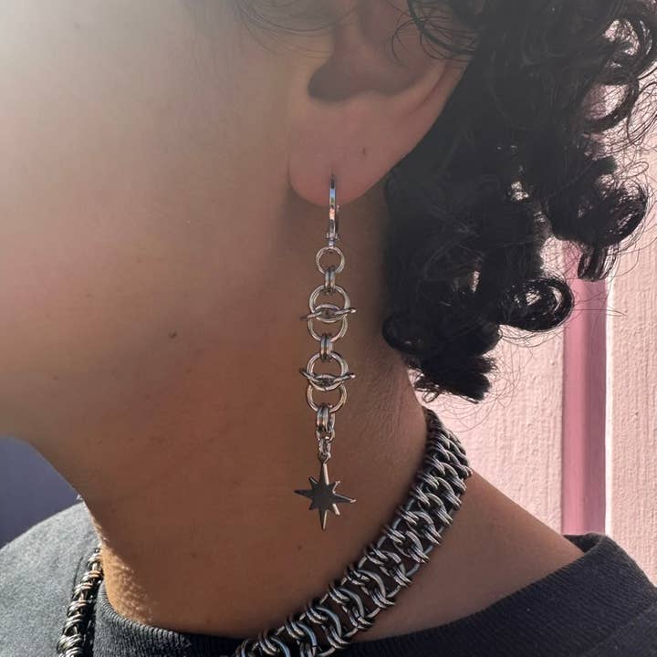 Foolish Fetish - Wholesale Dangle Earrings - Cosmic Starburst Chainmail Earrings7