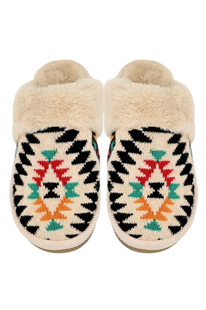 Hana - Wholesale Slippers - Women's - C.C Aztec Pattern Cuff Winter Slippers0