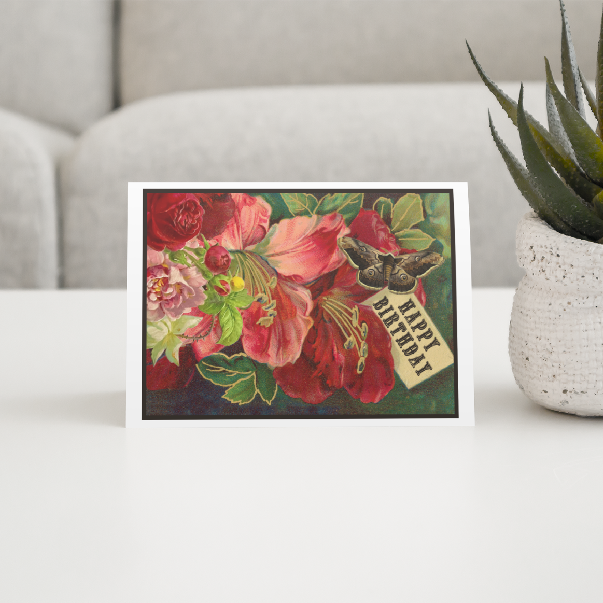 Cheerful Whimsies - Wholesale Birthday Card - Birthday Card. Bright Florals With Moth.1