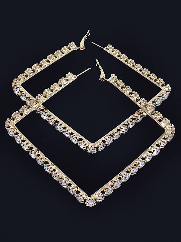 Rhinestone Square Hoop Earrings for wholesale by Shop Neighbors