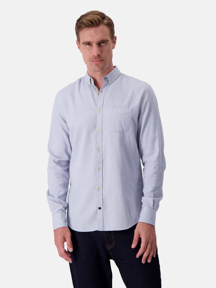 COLOURS & SONS - Vente Chemise à col boutonné – homme - Chemise basique en twill - Lake