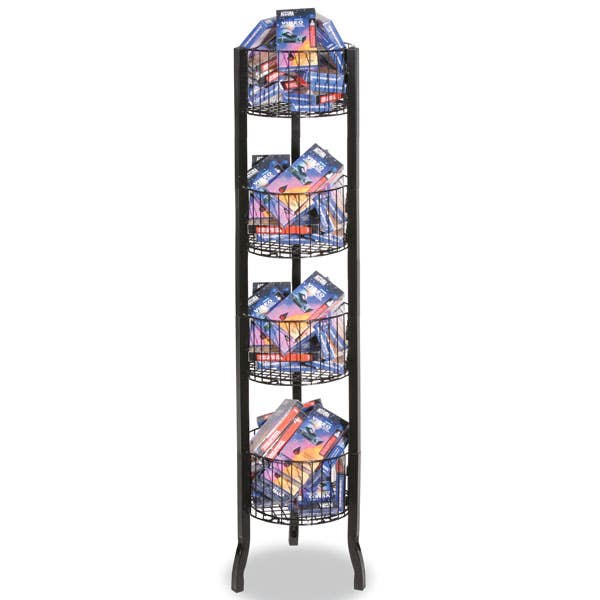 Specialty Store Services - Wholesale Retailer Display Stand/Case - Black 4 Tier Round Wire Bin Dump Display
