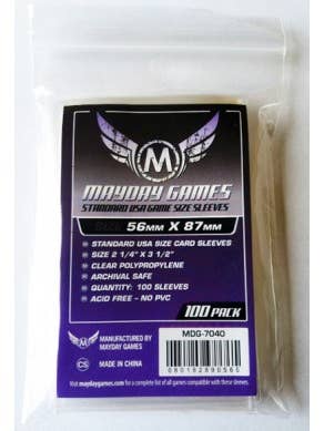 Standard USA Game Size Sleeves 56 MM X 87 MM - 100 Pack for wholesale by Mayday Games