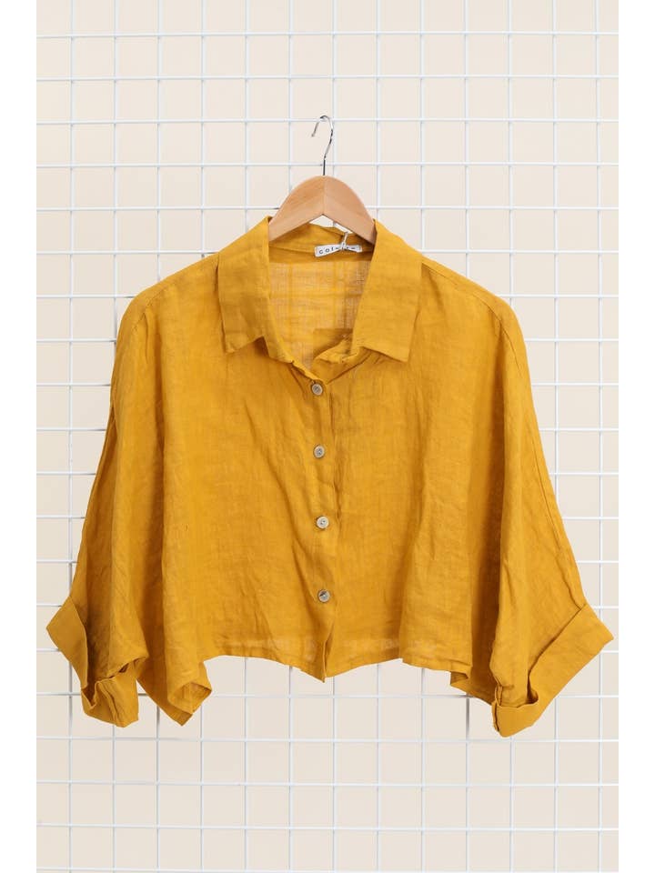 la maison des fibres naturelles - Wholesale Button Down Shirt - Women's - Linen crop shirt 83263 100% linen26