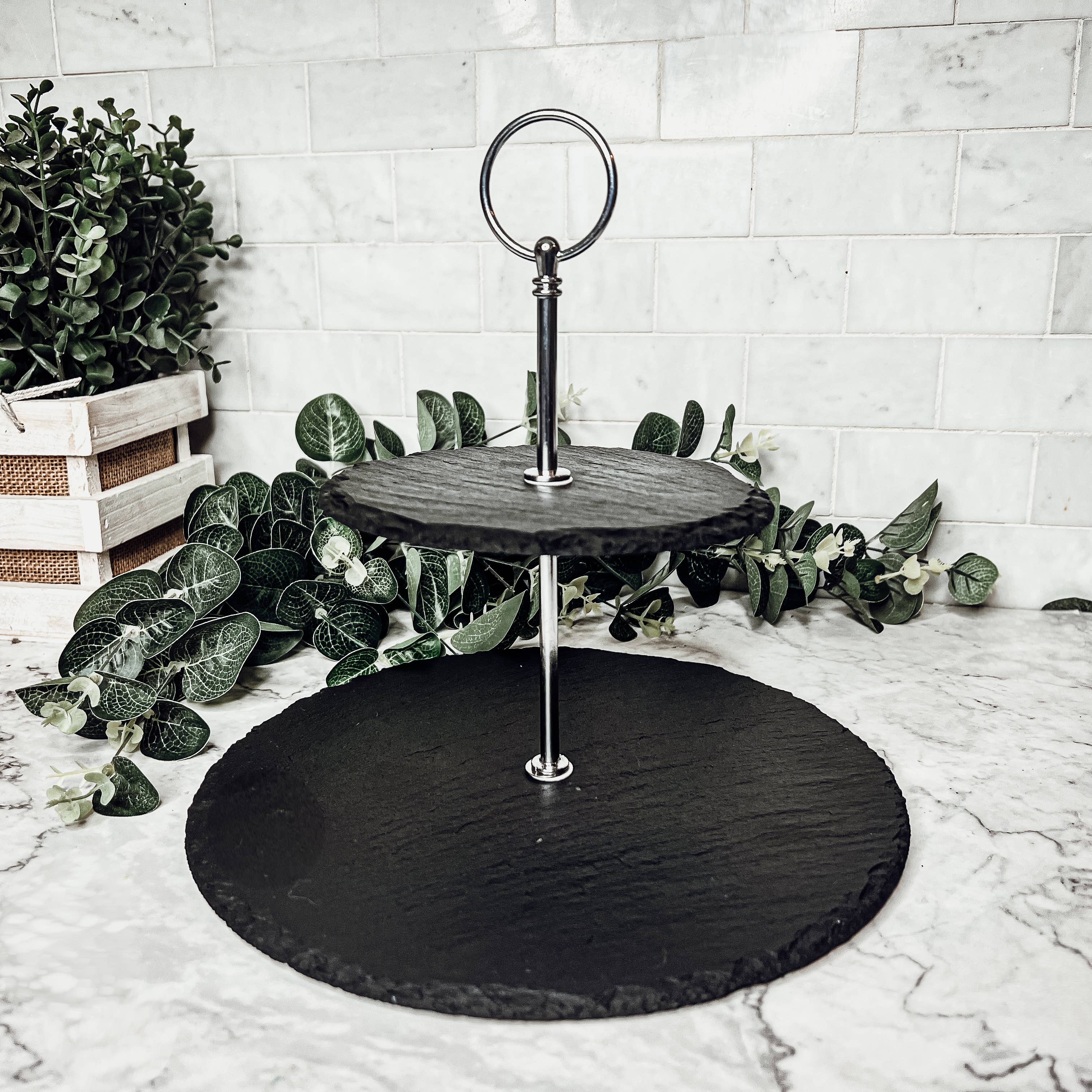 Gia Roma – wholesale Serving tray – Slate Tiered Trays with Handle, Natural Stoneware Handmade17