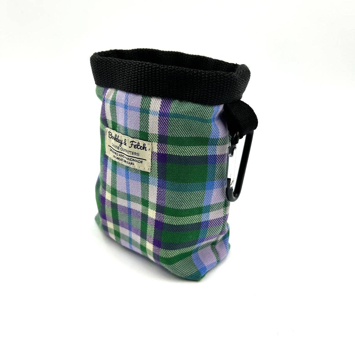 Barkley and Fetch – wholesale Pet treat bag – Dog – Green/Purple Check Treat Bag1
