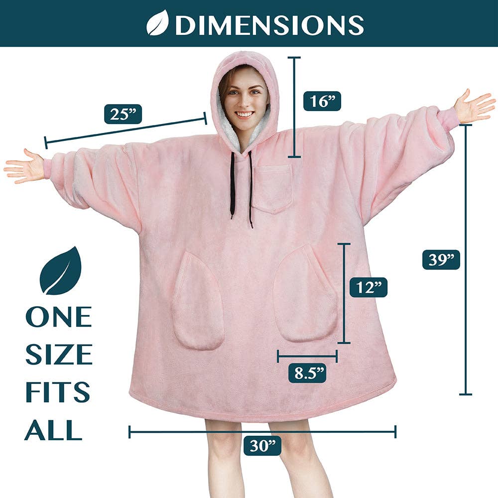 Pavilia - Wholesale Hoodie - Women's - Chest Pocket Sherpa Hoodie Blanket - Patch Pocket (Regular / Long)51