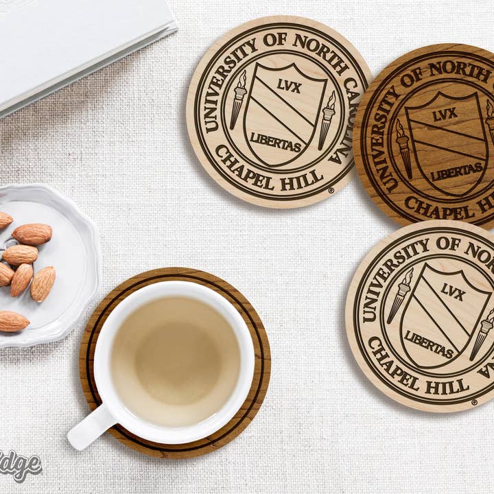 LazerEdge - Wholesale Coasters - University of North Carolina Chapel Hill Seal Coaster – Crafted from Cherry or Maple Wood – UNC Tarheels2