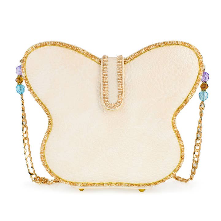 Mary Frances Accessories - Wholesale Shoulder Bag - Women's - Take Flight Floral Butterfly Beaded Shoulder Handbag