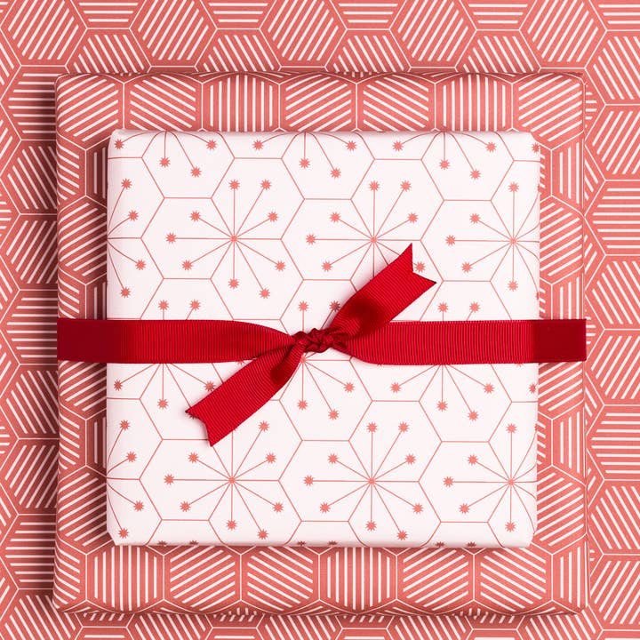 Pink tile wrapping paper, double-sided recycled paper for wholesale by My Pretty Circus