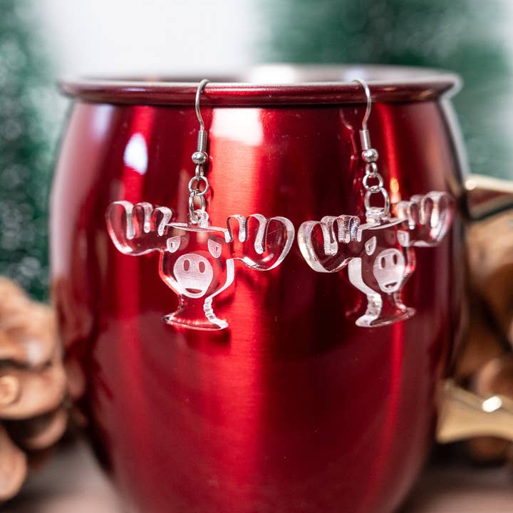 Pendientes Moose Mug, pendientes navideños, taza de ponche de huevo con forma de alce para venta al por mayor de HoneyGlow Designs
