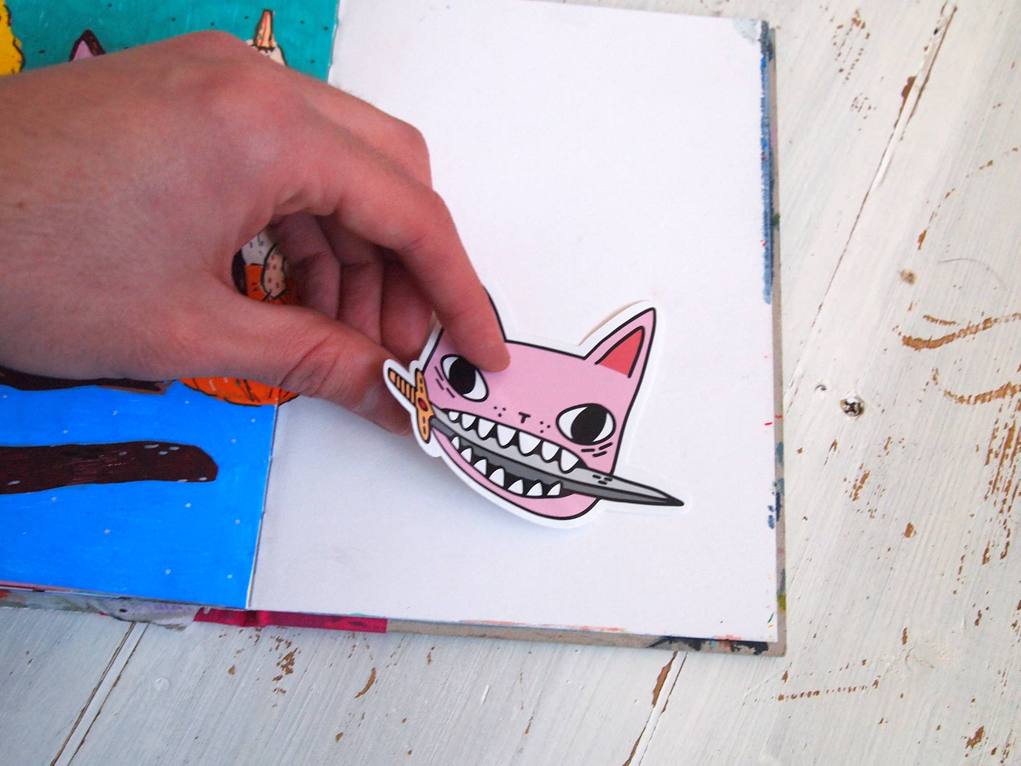 I LIKE CATS - Wholesale Sticker - Pink cat illustrated vinyl sticker1