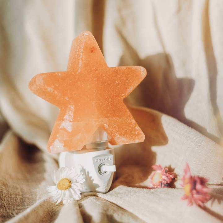 Orange salt stone star night light for wholesale by Insight Stones