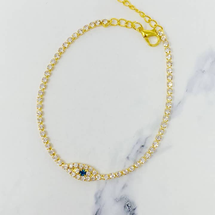 Sparkle Evil Eye Anklet for wholesale by Ellison+Young