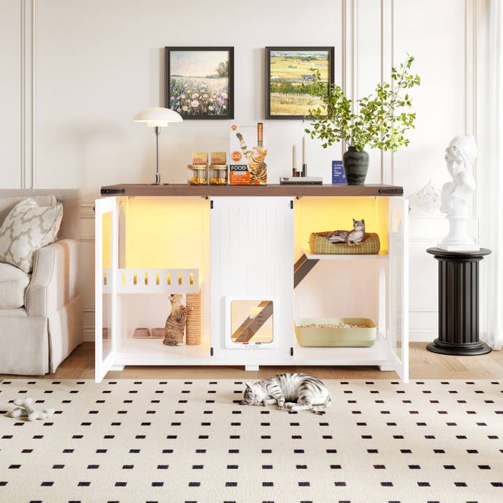 39F Inc. - Wholesale Pet Scratcher - Cat - Large Cat Litter Box Enclosure with LED & Scratching Post11