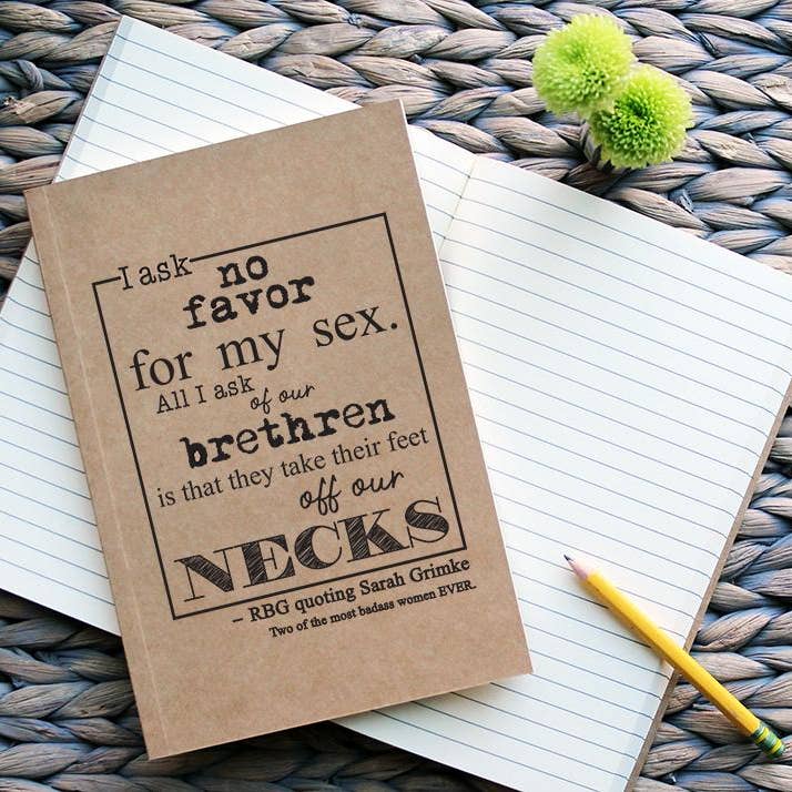 ellembee gift - Wholesale Notebook - Feet Off Our Necks - RBG Quote Kraft Notebook